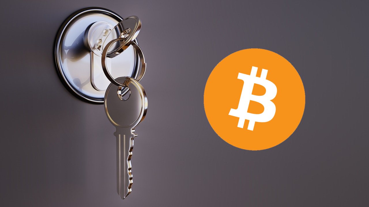 Bitcoin logo with lock
