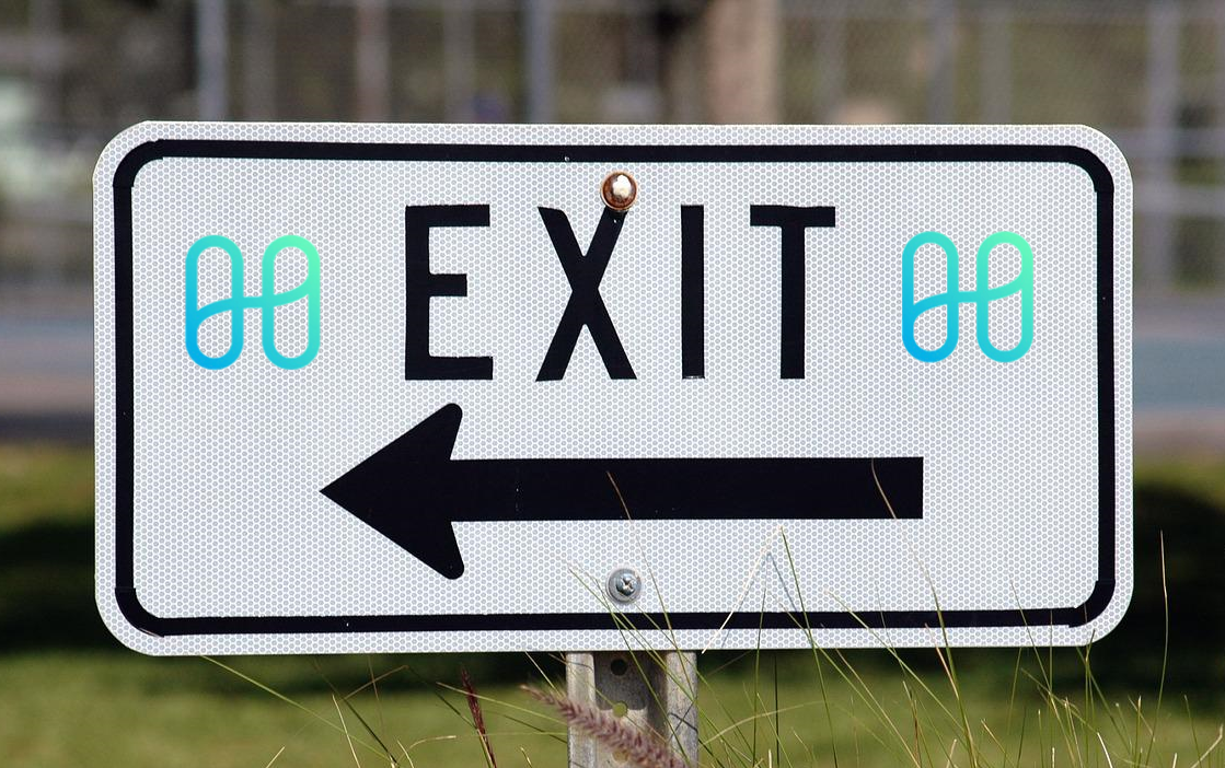 Exit sign with Harmony logo