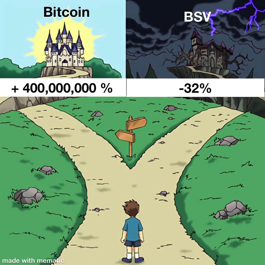 Bitcoin vs BSV price meme