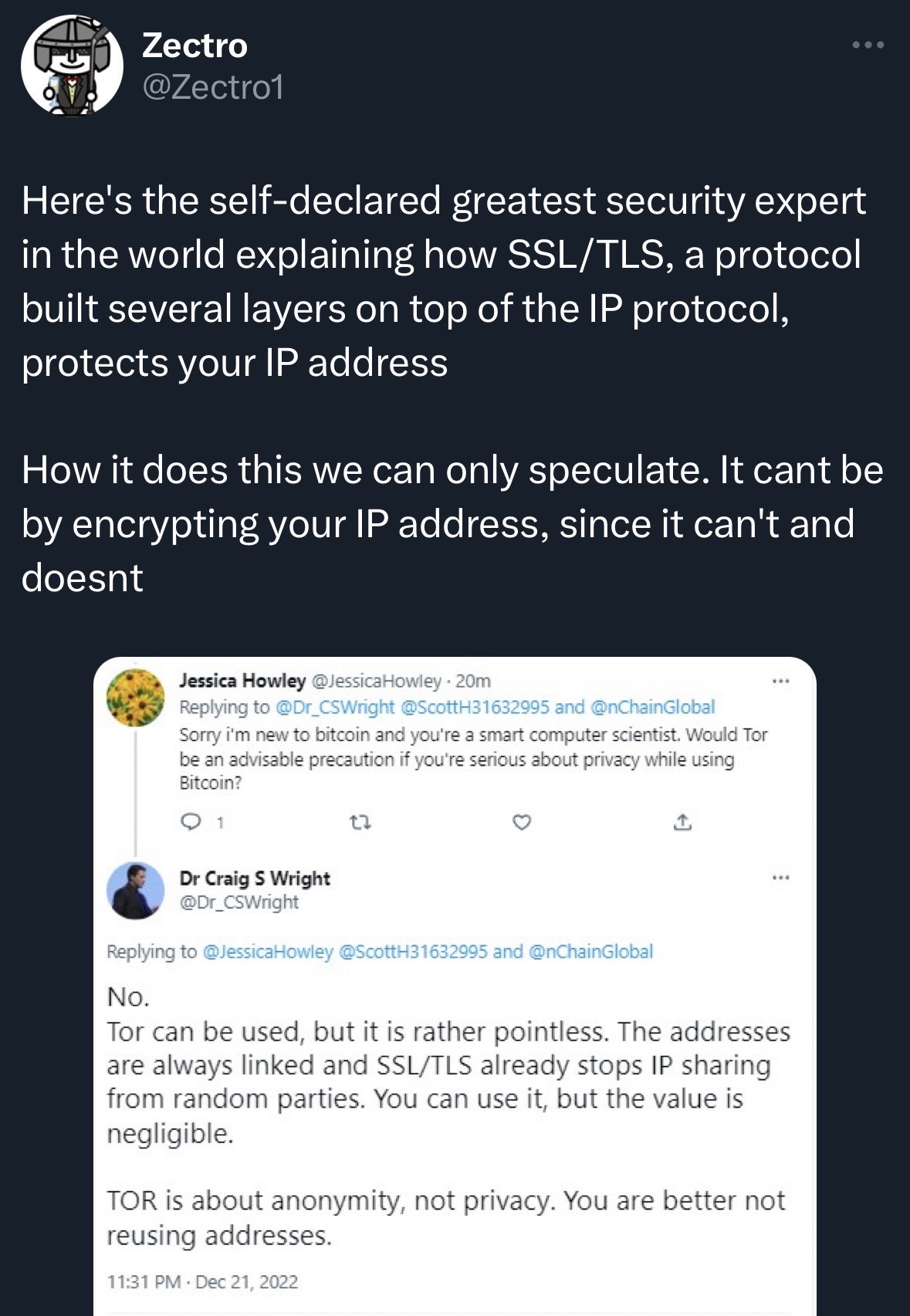 Wright showing he doesn't understand SSL and TLS