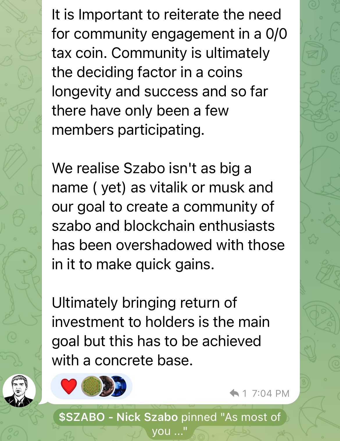 Szabo token scammer using telegram