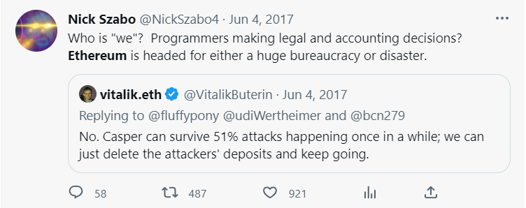 Nick Szabo criticizing Ethereum