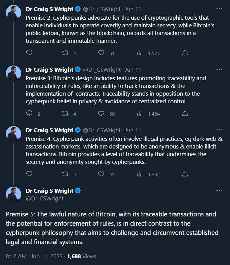Craig Wright lying about Bitcoin's privacy approach