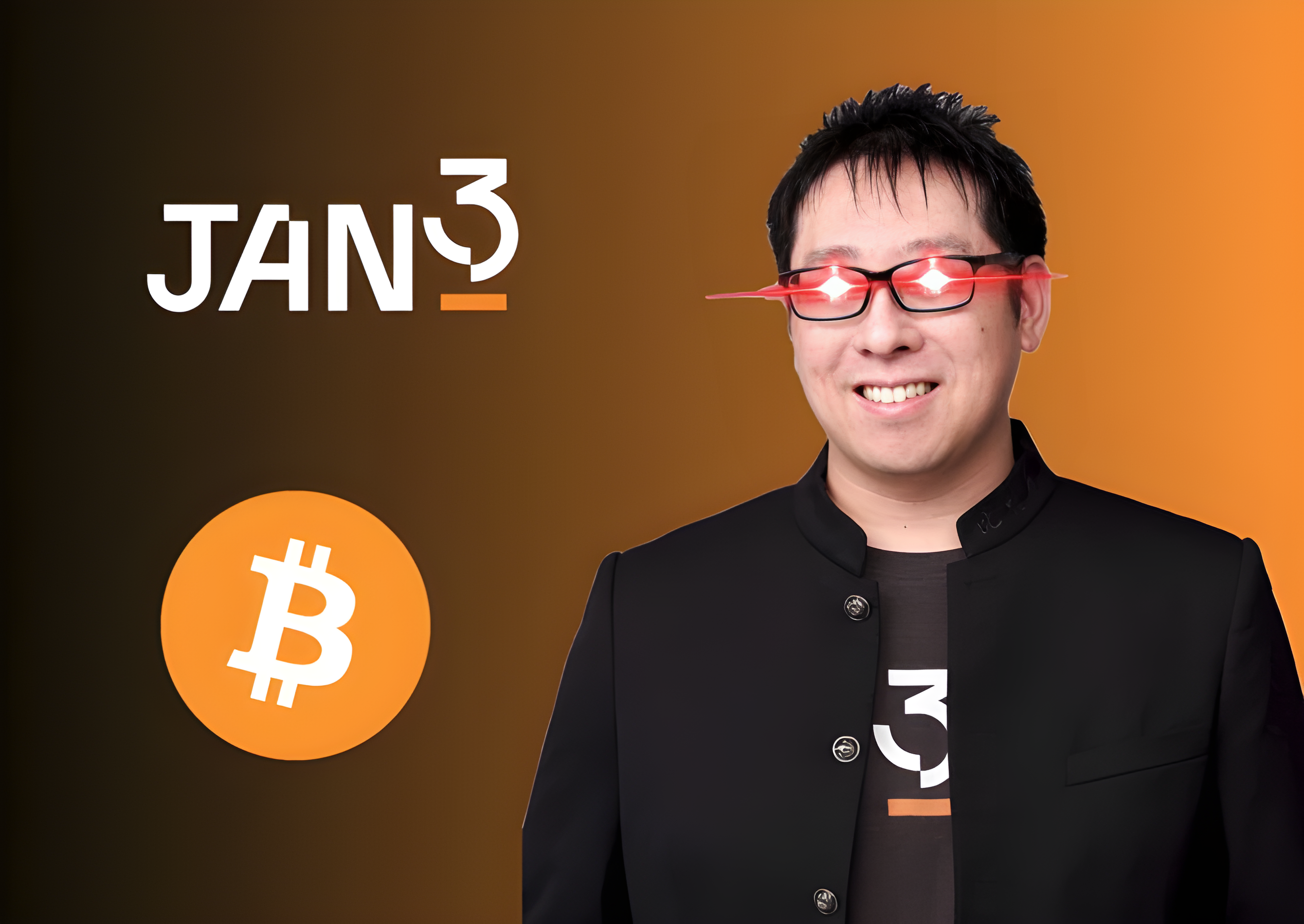 Samson Mow with JAN3 and Bitcoin logo