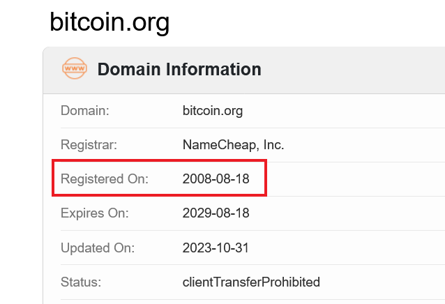 Bitcoin.org registration info