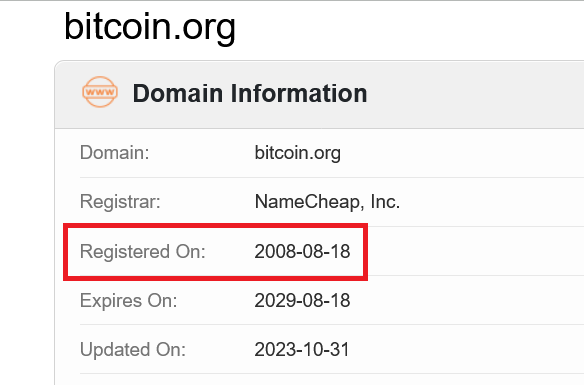 Bitcoin.org registration info